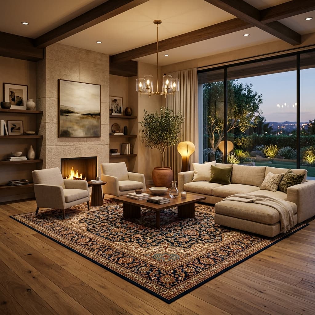 Luxury interior furnished with a Creaticabud carpet